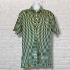 Holderness & Bourne Men’s Polo Shirt Large Tailored Fit Blue Yellow Striped Golf